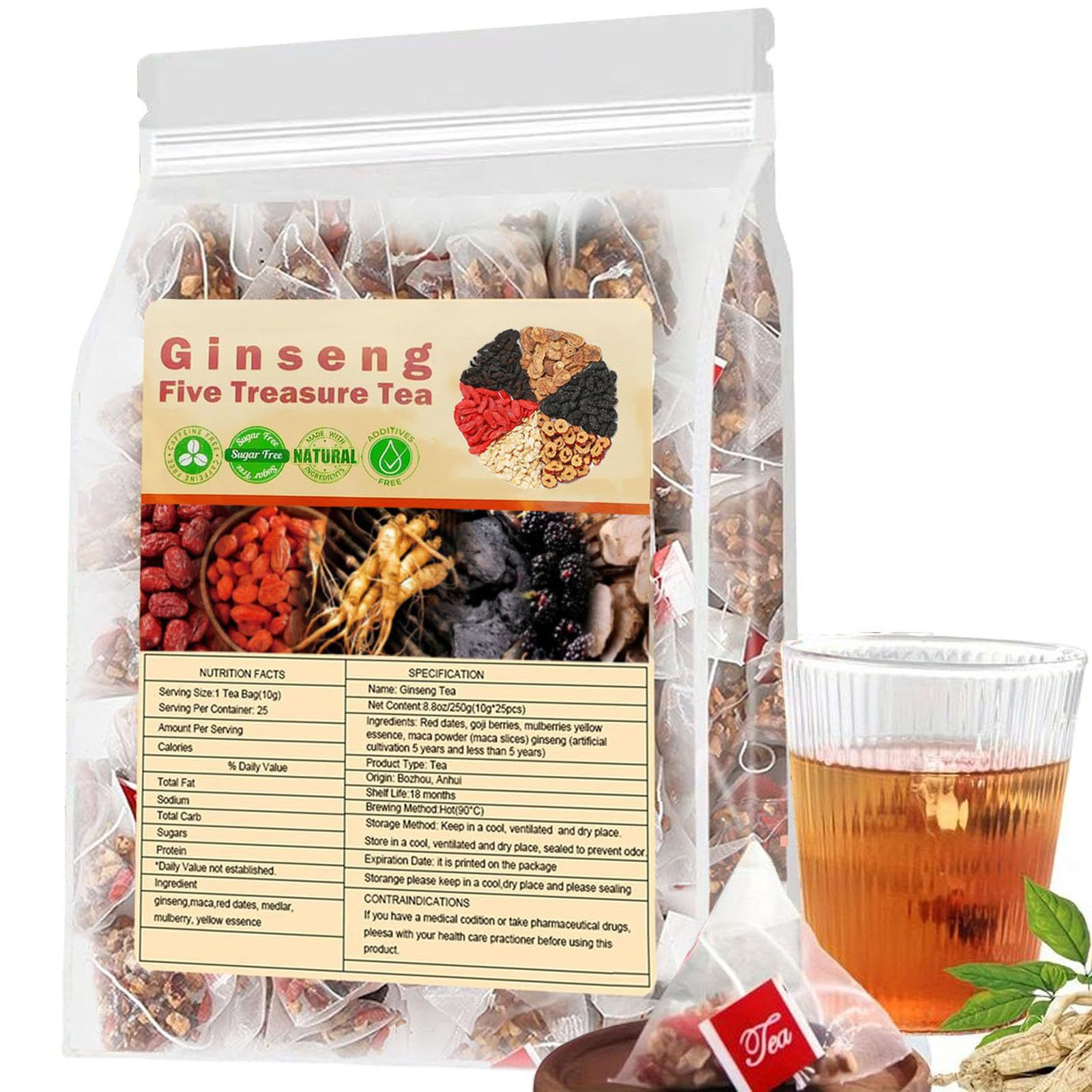 Herbal Wellness Supplement - Teh Ginseong Lima Harta Karun, Teh